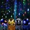 Strängar LED Icicle Xmas Tree Lamp Fairy Curtain String Lights Garland Juldekor för rum Hembröllopsfönsterfönster