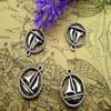 60pcs-- Sailboat Sailing Boat Charms silver tone 2 Sided Round Nautical charms pendants 19x16mm287n