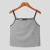 Men's Tank Tops INCERUN Men Patchwork Shiny Summer Sleeveless Sexy Suspender Vests Skinny 2024 Personality Streetwear Crop