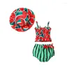 Zestawy odzieży Qtinghua Baby Girl Swimuit 3 6 9 12 24 miesiące Kąpiel Kąpienia Bikini Sympowear Summer Beach 3pcs Strój