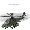 America AH-64 Apache Utility Alloy Helicopter Airplan Simulation Metal Flying Model Sound and Light Children Toy Gift 240119