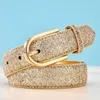 Bälten 2024 Fashion Luxury Women Glitter Gold Belt High Quality Female Silver midja Ceinture Korea Klädtillbehör 95 105 115cm