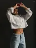 Blouses pour femmes Clacive Mode Revers À Manches Longues Chemisier Sexy Blanc Chemises Streetwear Coton Poche Tops Vêtements Féminins 2024