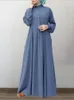 エスニック服eidドバイ女性イスラム教徒のアバヤドレスモロッコ人カフタン長袖ソリッドマキシベスティイスラムムバラクサンドレスローブ2024