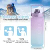 Vattenflaskor 2000 ml Tidsskala Inspirerande flask Gradient Color Cup med lock Portable Sports Gym 2 liter