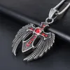Hänghalsband Miqiao rostfritt stål titan röda zirkon gotiska örn vintage krage kedjor halsband för män kvinnor smycken gif3436