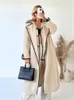 Women's Jackets Elegant Women Overcoat With Scarf Fashion Long Sleeve Warm Coats For 2024 Autumn Winter Loose Maxi Lady Coat