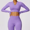 Camisas ativas yoga manga longa jaqueta esportiva feminina zíper camisa de fitness quente ginásio colheita superior activewear correndo casacos roupas de treino mulher