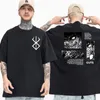 Мужские футболки японского аниме Berserk Guts Shirt Мужчины Женщины Крутая винтажная футболка с графикой манга Уличная одежда Harajuku Хип-хоп Топы Футболка Мужская