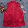 Abbigliamento etnico Design invernale Tang Suit Anno di nascita Rosso Retro Fibbia migliorata Colletto rialzato Gilet da uomo e da donna