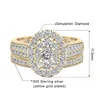 2st Diamond Couple Rings Set Woman Wedding Engagement Sterling Silver Ring Shining Luxury 5a Zircon 14K Gold Classic Jewelry 240123