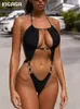 Women's Swimwear INGAGA One Piece Swimsuit Woman 2024 Black Sexy Monokini Swimming Suit For Women Bathing Chain Linked Single