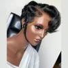 180Density Pixie Cut Perücke Spitze Echthaar Perücken für Frauen Transparent Gerade Kurze Bob Perücke Schwarz Leimlose Spitze Perücke Prepluck Brasilianisches Echthaar