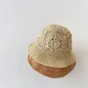 Summer Kids Straw Hat Summer Girls Baby Hat Sun Hat Retro Hollow Beach Suncreen Słomka Słomka Kapelusz Kapelusz Niemowlę Capa Fisherman Cap 240123