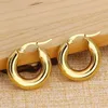 Hoop Earrings Steel Gold Tone Women Chunky Hoops Gift Fashion Jewelry Stainless Wives Round Smooth Thick 20mm 25mm255l