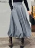 Rokken ZANZEA 2024 Mode Geplooide Jupes Femme Koreaanse Stijl Bud Zoom Vrouwen Elegante Midi A-lijn Streetwear Hoge Taille Lange