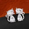 Stud Earrings CAOSHI Lovely Girl's With Cat Shape Design Fashion Chic Dazzling Zirconia Animal Accessories Trendy Jewelry Gift