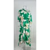 Sıradan Elbiseler 2024 Kadın Sonbahar Baskı Vestidos İnce Fit Büyük Salıncak Diagonal Yakası Uzun Kollu Kemer Tatil Düzensiz Bohemia Maxi Elbise