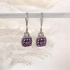 Earrings GZ ZONGFA 925 Sterling Silver Earrings For Women Wedding Natural Amethyst Drop Earrings Crystal Square Fine Jewelry