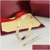 Bangle Designer Screw Bracelet Fashion Luxury Jewelrys Trendy 18K Gold Titanium Steel Women Men Nail Bracelets Sier Classic Drop Deliv Otey2