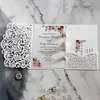 10 pezzi carta per inviti di nozze con taglio laser europeo 3D trifold pizzo cuore eleganti biglietti di auguri bomboniere decorazione 240118