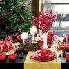 Fiori decorativi 20/1 pezzi Decorazioni natalizie Bacche rosse Simulazione Rami di bacche Stame di ciliegio per la casa Regalo di Natale Anno Corona di fiori nuziali