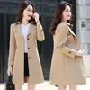 Trenchs de femmes 2024 manteau de mode printemps automne simple boutonnage doublure mince style coréen coupe-vent vêtements d'extérieur femme