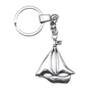 Keychains Antique Silver Color 49x39mm Big Sailboat Pendants Keyring Holder Men smycken Fashion Keychain Souvenir Gift