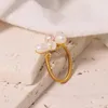 Pierścienie klastra Glseevo Zaprojektowany naturalny pierścień dla słodkowodnej perłowej 18 -krotnie złota platowana dekoracja kwiatów ręcznie robiona lady GLOM GR0380