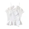 Débardeurs pour femmes Femme Casual Blanc Volants Coton Camis Crop Top Sans Manches Dos Nu Spaghetti Sangle Sling Chemises Courtes Y2K Tops 2024