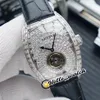 TWF новая версия V2 Grand Cintree Curvex Tourbillon Gypsophila 8880 автоматические мужские часы из стали с кожаным ремешком с бриллиантами He349C