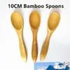 9cm Mini Wooden Bamboo Spoon Lovely Seasoning Ice Cream Spoons Wood Flatware 100 pcs lot2234