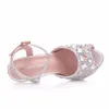 Sandals Crystal Queen Diamond Women Super High Heels Wedding Pumps 14cm Peep Shoes Platform 4CM Wristband Colorful Stiletto