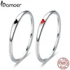Cluster Rings BAMOER 925 Sterling Silver Round Circle Pure Finger Ring Simple Heart Engrave For Women Wedding Engagement Jewelry SCR468