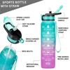 Bouteilles d'eau 1L bouteille Portable Sports de motivation avec marqueur de temps tasse anti-fuite pour le Sport en plein air Fitness sans BPA