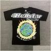 メンズTシャツHellstar Studios Earth Trendy Hip-Hop短袖Man Women T Shirts Uni Cotton Tops Men Vintage Summer Roose Te otvna