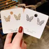 Stud Earrings Butterfly 2024 Trend Korean Fashion Jewelry Gold Silver Plated Cute Luxury Crystal For Women Girls