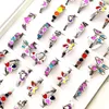 Cluster Ringen 20/36pcs Vrouwen Leuke Kleurrijke Emaille Roestvrij Stalen Ring Vlinder Liefde Hart Meisjes Smart Party Favor