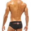 Homens Swimwear Com Push Pad Cor Sólida Sexy Malha Costura Troncos De Natação Biquíni Europeu Americano Moda Cintura Baixa Praia Surf