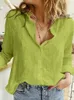 Elegant Cotton Linen Shirts Women Casual Solid Button Lapel Blouses Shirts Spring Summer Long Sleeve Loose Tops Tunic Blusas 240125