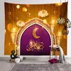 Tapestries Eid Mubarak Pray Arab Background Tapestry Moon Star TapizPared Wall Hanging Art Ramadan Festival Muslim Decor For Home