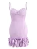 Sexy Light Purple Court Prom Party Robe 2024 Spaghtti Bretelles Volants Gaine Soirée Robes Formelles Anniversaire Robes De Cocktail Robe De Soirée