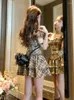 Work Dresses Plaid Retro Elegant 2 Piece Dress Set Female French Y2k Crop Tops High Waist Mini Skrits 2024 Summer Korean Fashion Suits