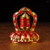 Decorative Figurines Tibetan Solar Scripture Prayer Wheel Home Decoration Silent Metal Model Sunshine Garden Auspicious Ornaments Business