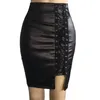 Röcke Sexy Leder Für Damen Knielangen Damen Hohe Taille Und Rock Bandage Split Hüfte Skorts Frauen Dressy