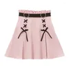 Skirts 2024 Y2k Aesthetic Harajuku Style Sexy High Waist Mini Bandage Skirt Slim Women Solid Streetwear Gothic Jk Saia Feminina