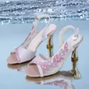 Sandals Fashion Zapatos Para Mujeres Casual Party Slingback Peep Toe Rhinestone Wedding Shoes De Tacon Mujer Elegantes