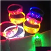 Partygeschenke Sile Soundgesteuertes LED-Lichtarmband Aktiviertes Glühen Flash Armreif Armband Geschenk Hochzeit Halloween Weihnachten FY8643 D Dh38X