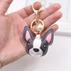 Porte-clés en cuir PU chien porte-clés sac charmes porte-clés en métal dessin animé animal chiot Shiba porte-clés femmes bijoux hommes anneau de voiture