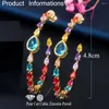 Pendientes de aro ThreeGraces de diseño de lujo colorido CZ cristal gota de agua círculo grande redondo para Mujer Pendientes Mujer E1322